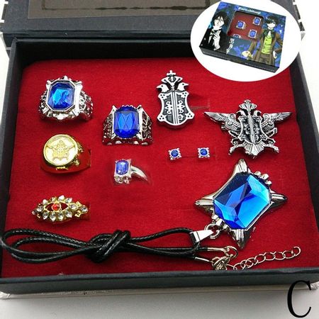 Anime Black Butler Necklace Ring Jewelry Figure Model Toys Set