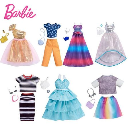 Original Barbie Doll Fashion Clothes Party Gown Necklace Outfits Doll Shoes Set  Accessories Girl's Birthday Christmas Gifts