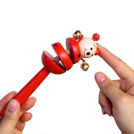 Kids Colorful Wooden Bell Toys Instruments Cartoon Animal Baby Rattles 2 Percussion String of Bells Toddler Toys Gift