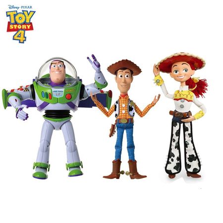Toy Story 4 Talking Woody Jesse Buzz Buzz Light Year Bo Voyeur Doll Moveable Puppet Collectible Children's Toy Birthday Gift 16‘