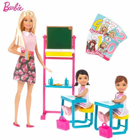 Original Brand Dreams Barbie Teacher Job Classroom And Student English For Little Girl  Birthday Present Girl Toys Gift Boneca