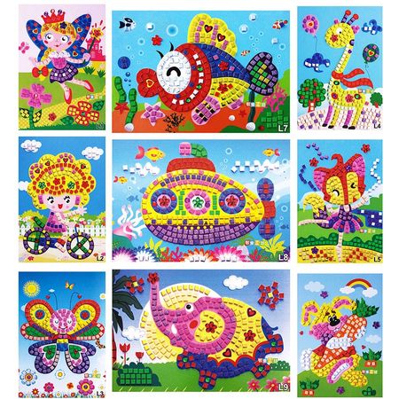 4PCS/set 3D DIY Foam Mosaics Sticky Crystal Sticker Art and Crafts Toys For Kids EVA Puzzle Creative Intelligent Stickers Toy