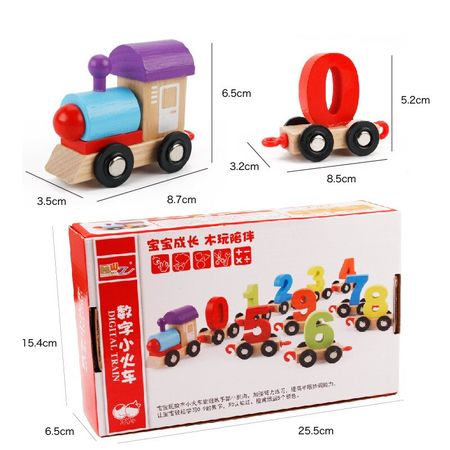 New Colorful Digital Small Train Building Blocks Assembled Wooden Cars Toy Children Baby Educational Learning Toys for Kids Gift