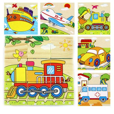 1PC Wooden Nine Building Blocks Six Sides 3D Puzzle Toy For Children Baby Early Childhood Wood Jigsaw Block Party Game Toys Gift