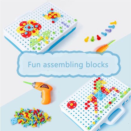 Children Puzzle Play Toys Electric Drill Screws Nut Disassembly Tool Assembled Building Blocks Sets Educational Toy For Children