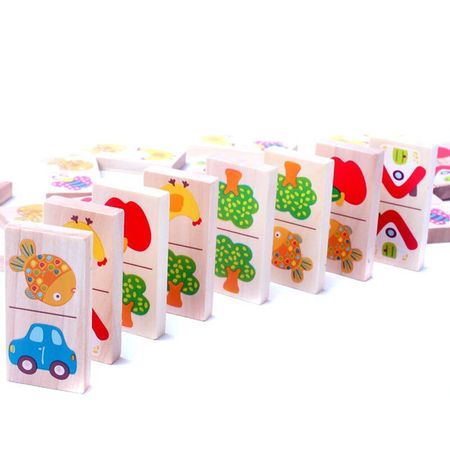 28pcs/set  Baby Wooden Domino Fruit Animal Cognitive Blocks Dominoes Games Montessori Children Learning Educational Puzzle Toys