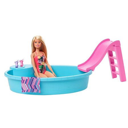 Original Barbie Doll Summer Pool Playset with Slide and Accessories Toys for Girls Children Gifts Bonecas Dolls Fashion Swimsuit