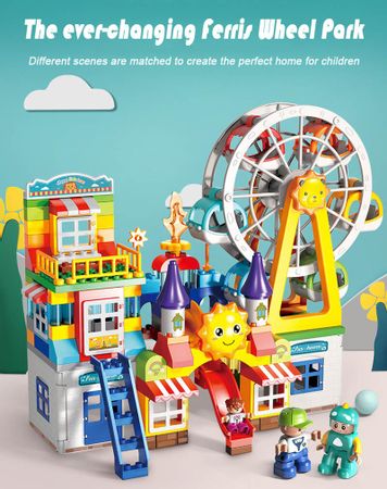 2020 Building Blocks Toys For Children Race Run Slide Blocks Compatible legoINGlys Duploed amusement park Big Particle Block