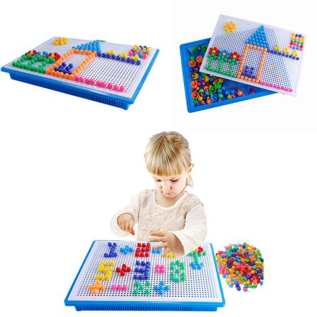 296Pcs Children Educational Toys Kids Mosaic Puzzles Toy Baby Puzzle Mushroom Nail Kit 3D Puzzle Infant DIY Kids Educational Toy