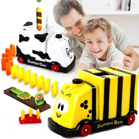 Automatic Laying Domino Brick Train Car Set Sound Light kids Colorful Toy 