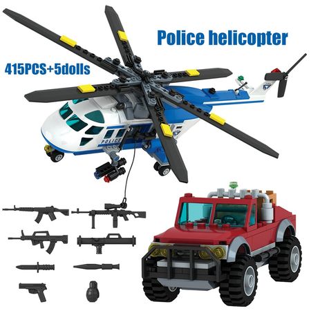 691PCS DIY SWAT Car Building Blocks City Police Station Helicopter Boat Vehicle Figures Bricks Toys for Childre