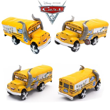 Rare New Roles Disney Pixar Cars 3 School Bus Miss Fritter Metal Alloy Model Car Toy Lightning McQueen Jackson Storm Toy Gift