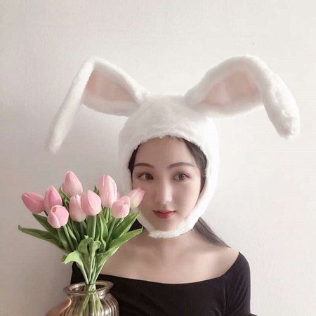 Popular Girls Rabbit Headband Plush Rabbit Ears Hoops White Bunny Ears Headdress Gifts for Woman Photographic Tools Selfie