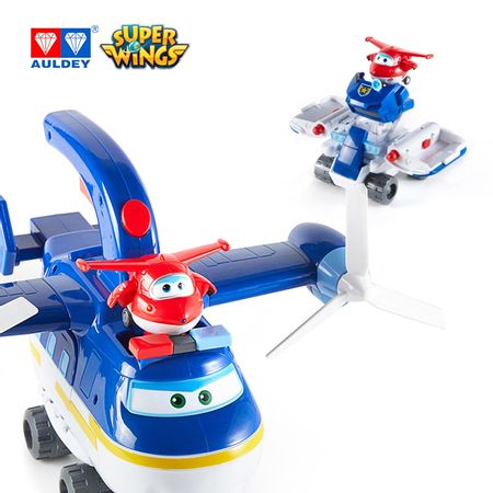 AULDEY Super Wings Police Patrol BADGE Airplane Playset Action Figures Original Toy Transforming Jet, Mini Robot JETT Included