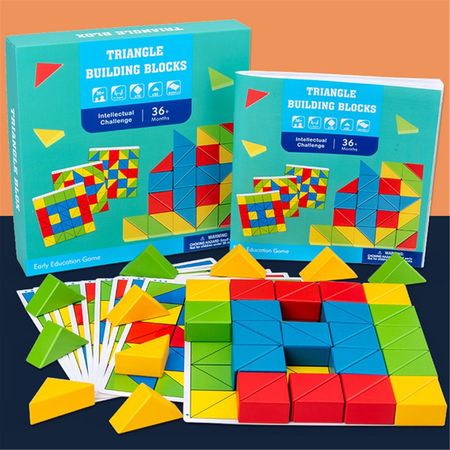 50 Pieces Wooden Building Blocks Toys Intelligence Thinking Training Colorful Assembling Building Block Board Games Jigsaw Toy