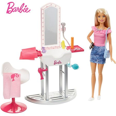 Original Dolls Barbie Furniture Set Hairdressing playset creative Bath Girls Princess Toys DVX51 Kids Toys for Girls Gift Box