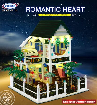 1500pcs The Romantic Heart with LED Light USB Building Blocks Fit Lego Architecture Bricks Kids Toys Gift XingBao 01202