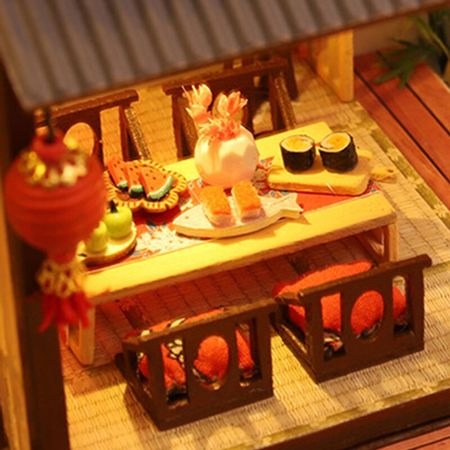 DIY Doll House Wooden Toy Miniature Dollhouse Furniture Kit with LED Toys for Children Christmas Gift
