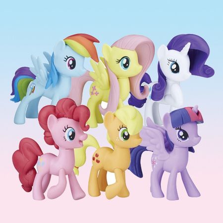 6PCS My Little Pony Leading Characters Friendship Combination Gift Girl Toy Princess Toys for Children Anime Figure Birthday Set