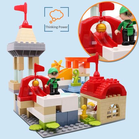 New Big Particle Roof Blocks Compatible Duploed City House Slide Building Blocks Castle DIY Bricks Toys For Children Kids Gift