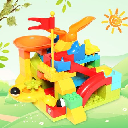 Big Size DIY Blocks Marble Race Run Maze Ball Track Compatible Duploed Building Blocks Plastic Funnel Slide Toys For Children
