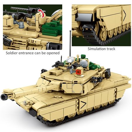 1052PCS City Military Technic Tank Track Building Blocks WW2 Chariot Army Weapon Soldier Figures Bricks Toys For Children Gifts