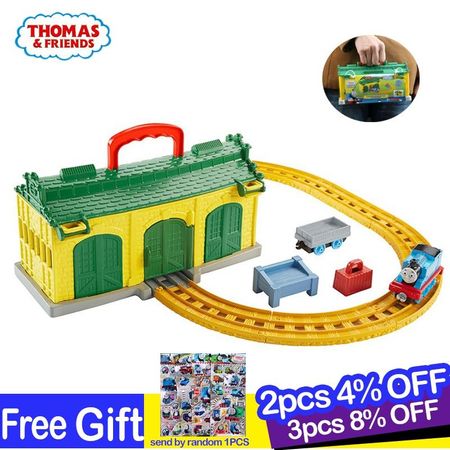 Original Thomas And Friends Machine Room Garage Suit Alloy Little Train Diecast Orbital Boys Birthday Present Children Toys