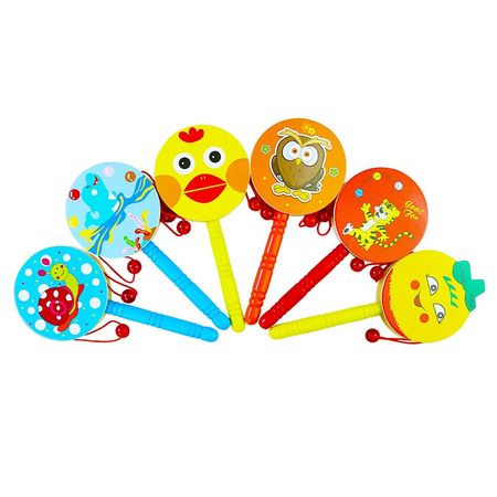 New Cartoon Design Wooden Baby Toys Animal Hand Bells Baby Rattle Toys  Infant Gift Early Childhood Music Toy M-C20