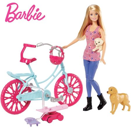 Originals Bicycle Riding Kit Dog Toys for children Of Barbie Girl Doll Brinquedos For Birthday kawaii Gift CLD94