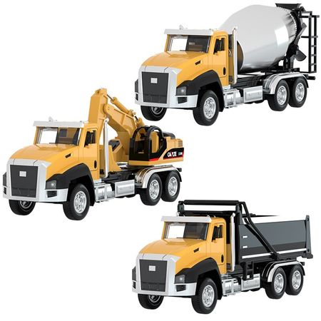 Metal Pull Back Cars Diecast Engineering Vehicle Excavator Dump Truck Toys for Children Boy