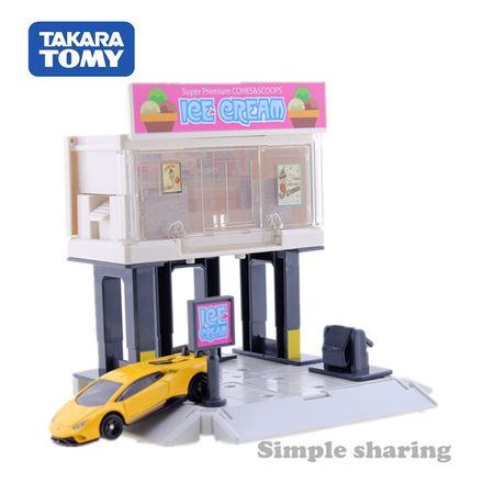 Takara Tomy Tomica Town Build City Series Restaurant Model Hot Ice Cream Shop Baby Toys Miniature Educational Kids Bauble