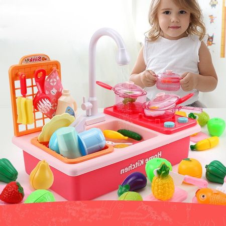 Pretend Toy Kids Kitchen Toys Simulation Dishwasher Educational Toys Mini Kitchen Food Pretend Play Toys Cutting Role Playing