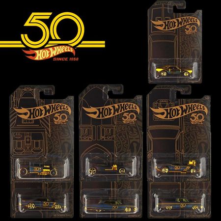 Hot Wheels Car collective Edition 50th Anniversary Black Gold Metal Diecast limited gift Toys Vehicle For Children Juguete FRN33