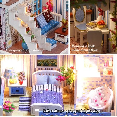 Doll House Wooden Furniture DIY Casa Miniature Box Puzzle Assemble 3D Miniaturas Dollhouse Kits Toys For Children Birthday Gift