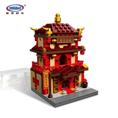 4in1 City Street View Fit Lego The China Inn Jewelry Shop Building Blocks DIY Creator Bricks Toy Xingbao 01101 01102