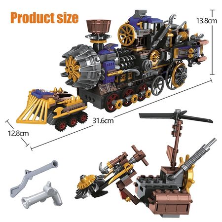 543pcs City Creator the Age of Steam Trains Building Blocks Sets Military Figures DIY Bricks Toys for Children Gifts