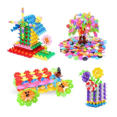 500pcs/lot Snowflake Building Blocks Interconnecting Construction Toys Children DIY Assembling Bricks Kindergarten Baby Game Toy