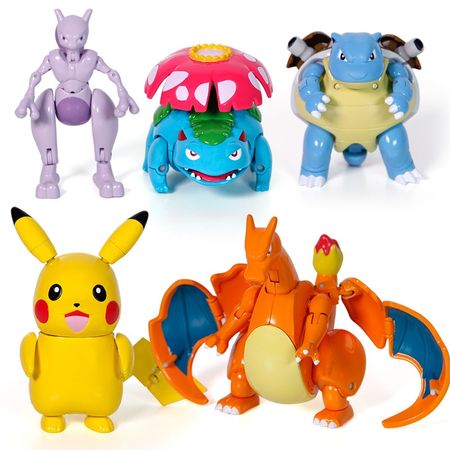 Pokemon Elf ball Deformation Figures Toys Transform Pikachu Charizard Squirtle Action Figure Model Dolls Children's Gifts