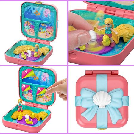 Original Mattel Polly Pocket Doll Hidden World Mini Scene Girls Home Toys for Children Mermaid Kids Toy Nesting Reborn Dolls
