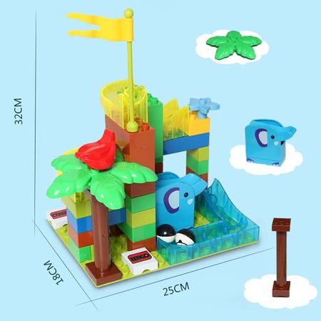 Marble Race Run Blocks Maze Ball Track Jungle Adventure DIY Compatible Duploed Building Block Slide Block Toys For Children Gift