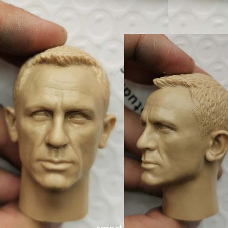 1/6 Unpainted Head Carving Male Head Sculpt Head Model 12'' Figure Accessories 