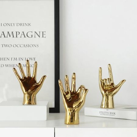Nordic Gold-plated Creative Finger Arrangement Home Decor Modern Resin Miniature Figurines Home Decoration Accessories Desk