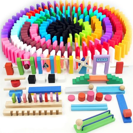 Kids Wooden Domino Institution Accessories Organ Blocks Rainbow Jigsaw Dominoes Montessori Educational Wood Toys for Children