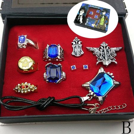 Anime Black Butler Necklace Ring Jewelry Figure Model Toys Set