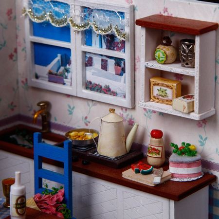 3D Wooden Furniture DollHouse Diy Doll House Minature Kit Roombox Warm Time LED light Handmade Creative Gifts