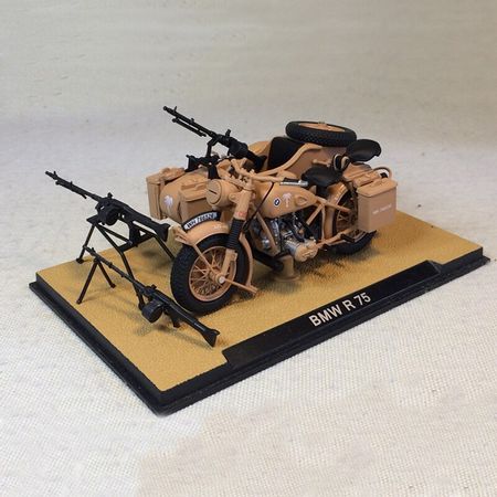 1:24 B M W R75 World War II The Germans Africa Corps Side Three-Wheeled Motorcycle Military Model MG42 Machine Gun