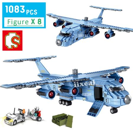 Technic Fit Lego City Police SWAT Transport Aircraft Building Blocks Military Airplane 8 Figures Bricks Toys for Children Sembo