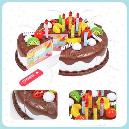 37Pcs Children Play House Chocolate Birthday Cake Toys For Girls Boys Cutting Fruit Kitchen DIY Pretend Play Educational Toy