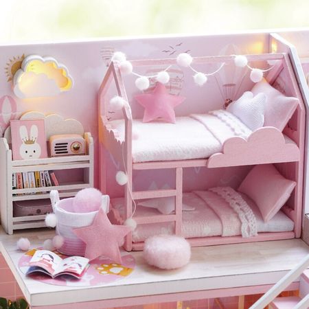 Doll Houses Furniture Kit Dollhouse Miniature Toys Birthday Gifts Doll House DIY Hand-made Wooden Assemble