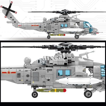 City Police Fit Lego Technic Military Transport Helicopter Building Blocks sembo WW2 Aircraft Airplane 5 Figures Bricks Boy Toys